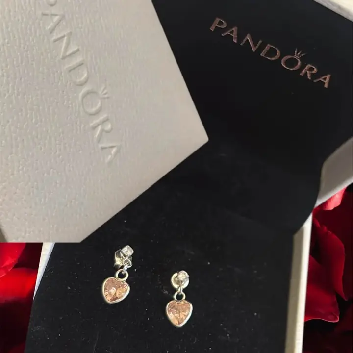Aros de plata Pandora 925 sellados con piedra incluido de color rosa o blanco !