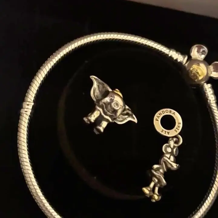 Pulsera original de Disney 100 años Mickey + 2 charm de regalo plata 925 sellada ale Pandora