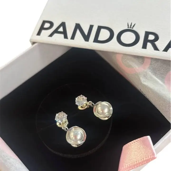 Aros de piedra con strass y perla de plata 925 sellados en su estuche !