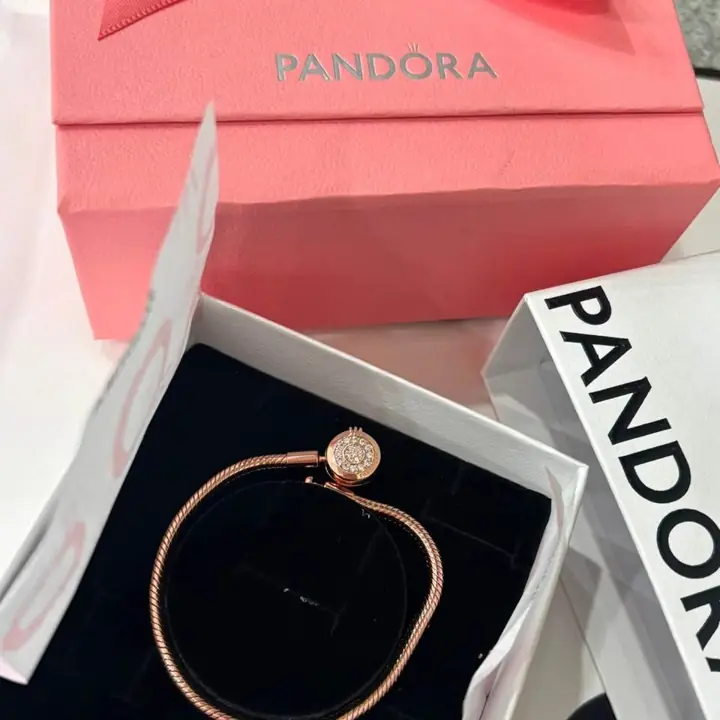 Pulsera Pandora original plata 925 con baño rose + charm de regalo ! Sello ale en sus estuches