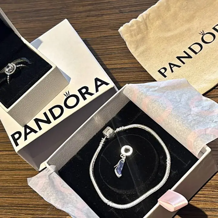 Pulsera Pandora +anillo número 16 piedra diamante + charm todo sellado plata 925