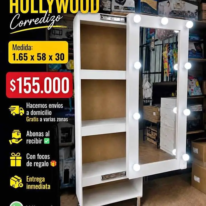 Placard Hollywood corredizo con focos de regalo