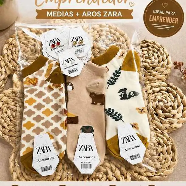 Combos emprededores $6000 2 paquetes $10.000 Vienen 3 pares de medias de diseño y 3 aros