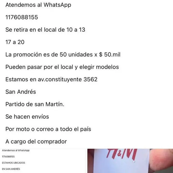 Hola! Tenemos disponibilidad Atendemos al WhatsApp Se retira en el local de 10 a 13 17