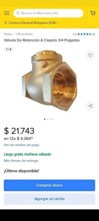Válvula de retención a clapetta d 3/4