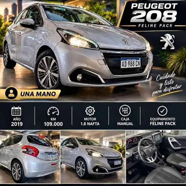 Peugueot 208 2019 feline techo cuero