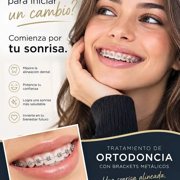 Tratamiento de ortodoncia con brackets metálicos
