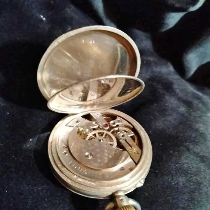 Reloj+bolsillo+antiguo+Longines+plata+