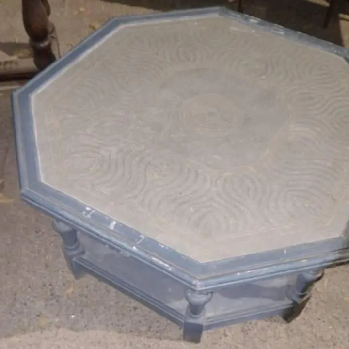 Mesa antigua maciza exagonal madera