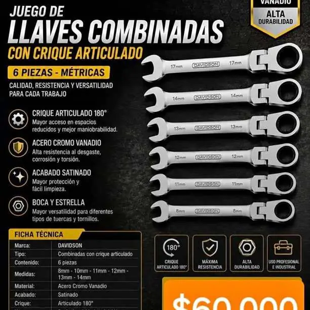 Juego de 6 llaves criques flex $60000