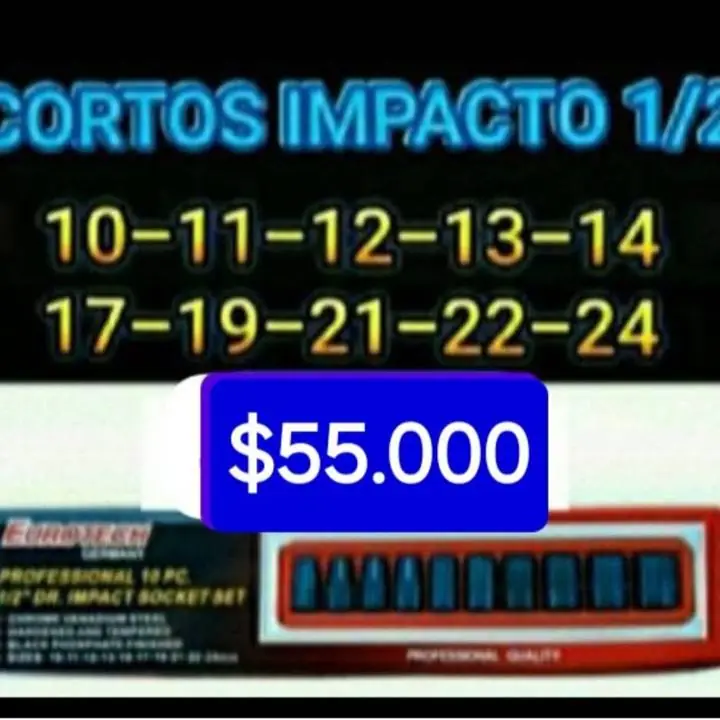 Juego tubos impacto 1/2 $55000