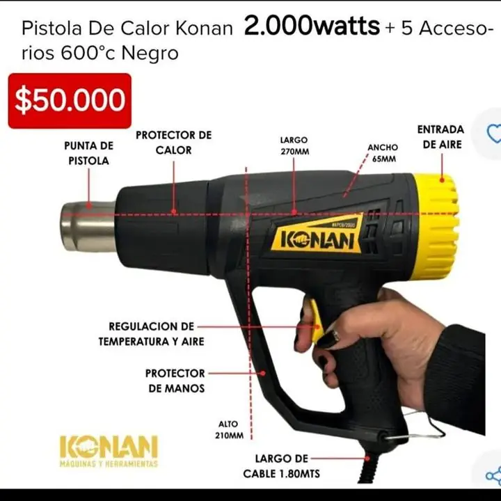 Pistola de calor 2000W $50000