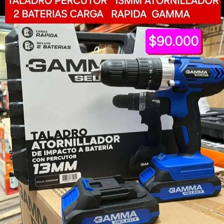 Taladro percutor atornillador 2 baterias gamma $90000