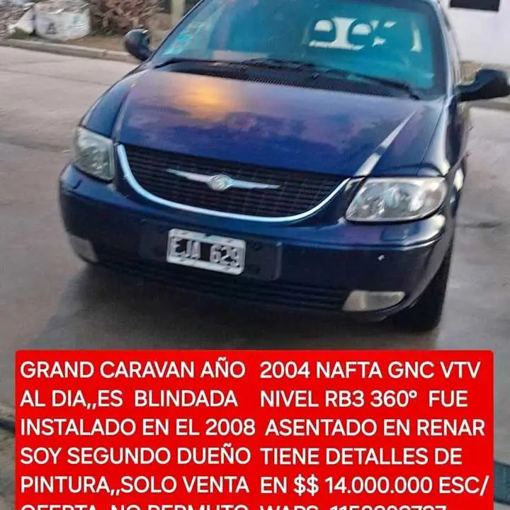 Grand caravan blindada RB3 V6 nafta GNC $14.000.000