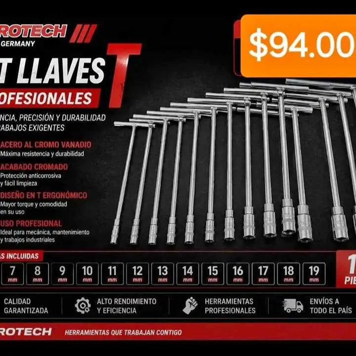Juego 14 llaves T eurotech 30CM $94000