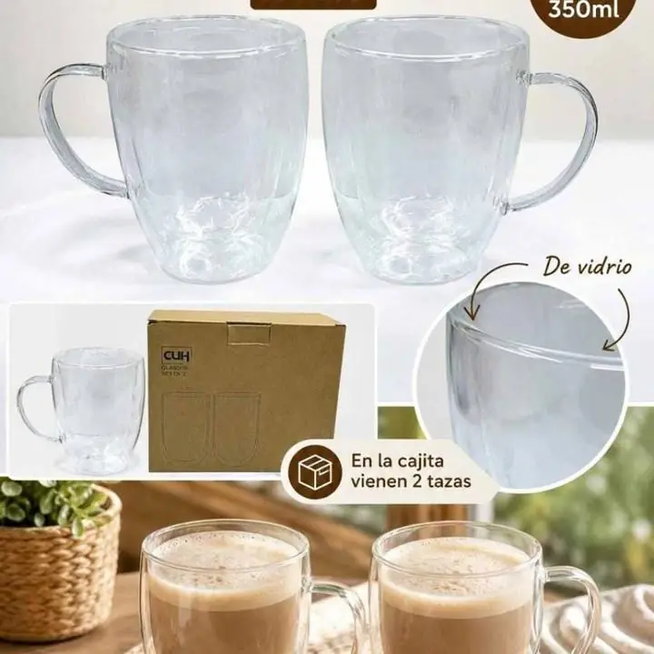Taza x2 doble vidrio
