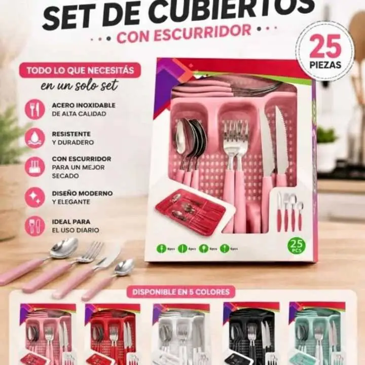 Cubiertos x24 + cubiertero escurridor