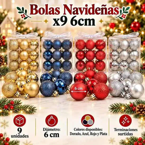 Bolas navideñas x9