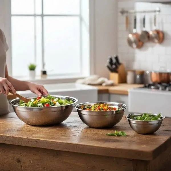 Set de 3 bowls/ensaladeras de acero