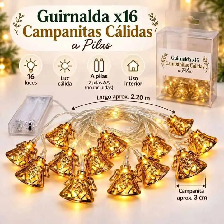 Guirnalda x16 campanitas calidas