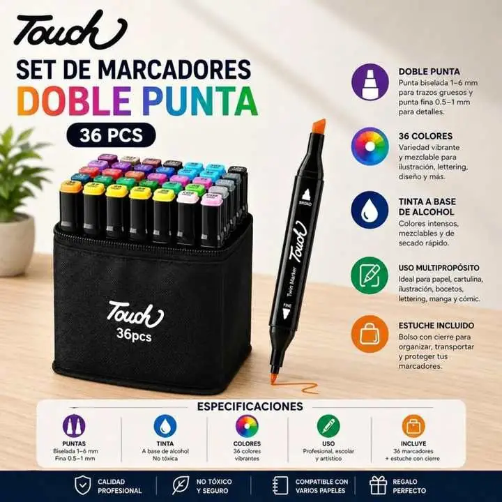 Marcadores x36 doble punta