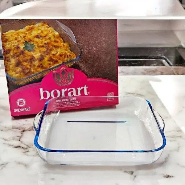 Fuente cuadrada de vidrio apta para horno