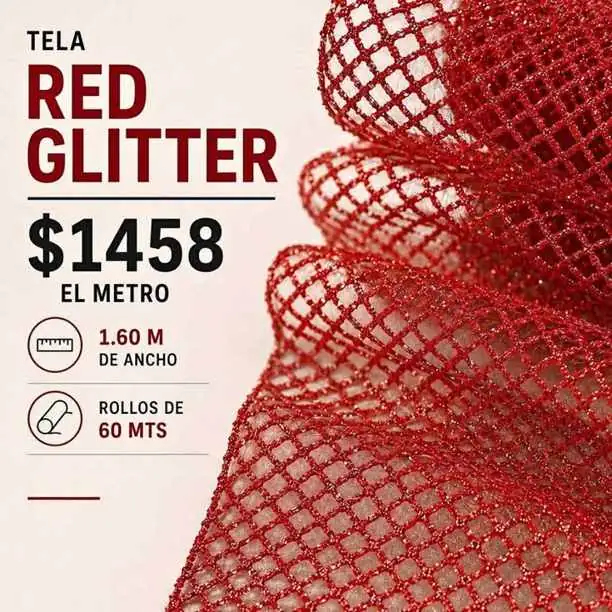 Importador Mayorista de Telas mejoramos cualquier presupuesto. Hoy nuevo Ingreso red glitter