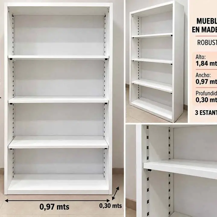 Mueble de madera robusta con 3 estantes