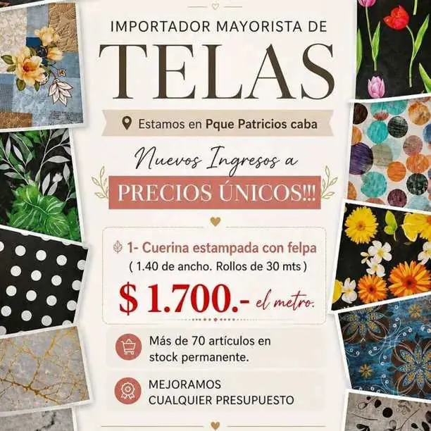Importador Mayorista de telas: Cuerina estampada con felpa