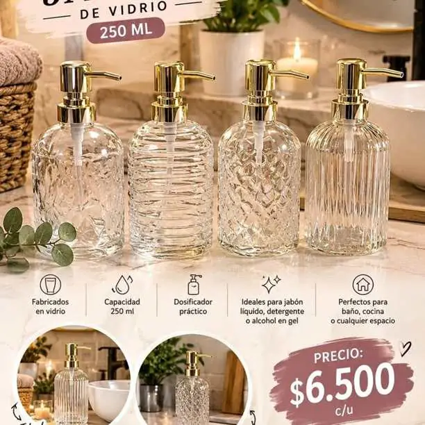 Dispensers de jabón de vidrio – 250 ML
