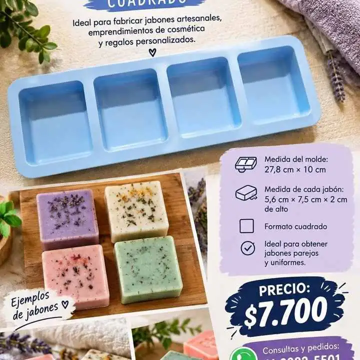 Molde para jabones x 4 – cuadrado