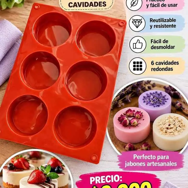 Molde de silicona redondo x 6 cavidades