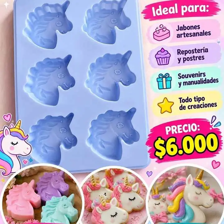 Molde de silicona unicornio x 6