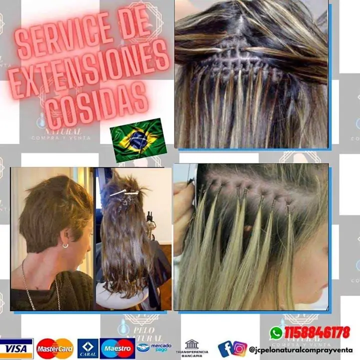 Extensiones de pelo 100% natural en colores castaño o negro 50cm.. colocación sin cargo