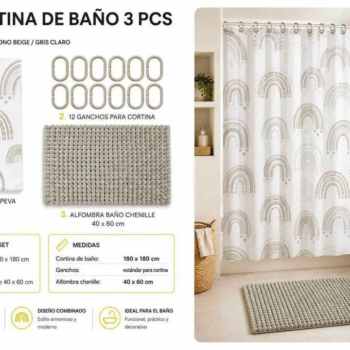 Set cortina baño - 3PCS