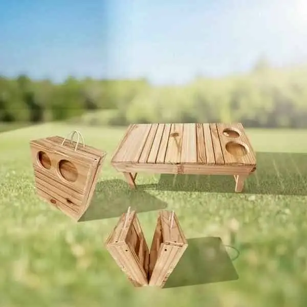 Mesa Cubo de madera plegable fácil de transportar 74x35x35 cm