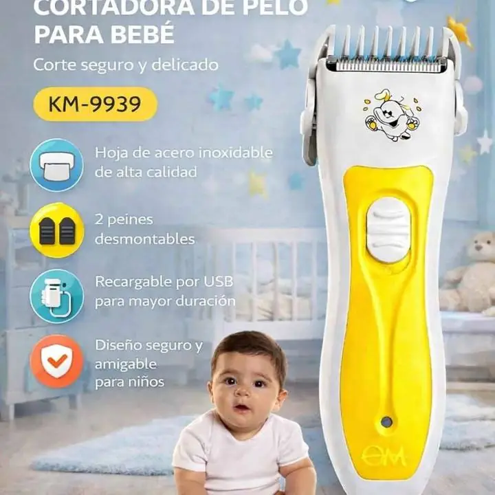 Cortadora de Pelo para Bebé KM-9939 Corte seguro y delicado para bebés