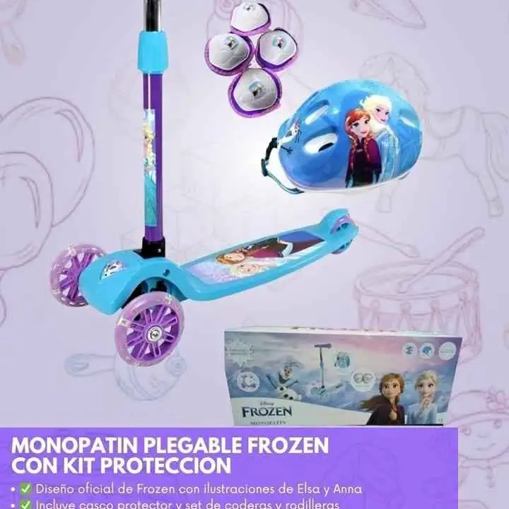 Nuevo ingreso monopatin plegable frozen +casco y protección