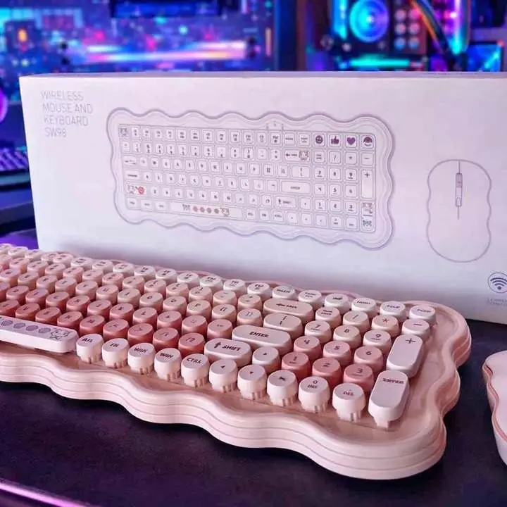 Combo Teclado + Mouse Inalámbrico SW98 Estilo cute para tu escritorio