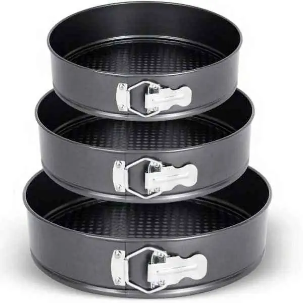 Set de 3 moldes grandes antiadherentes desmontables para torta 28, 26 y 24 cm