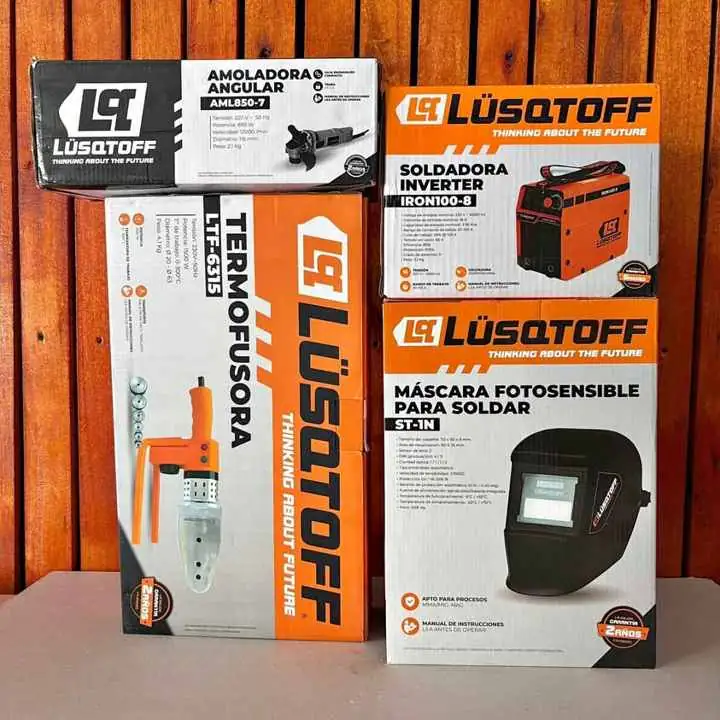 Kit lusqtoff soldadora máscara termofusora amoladora angular