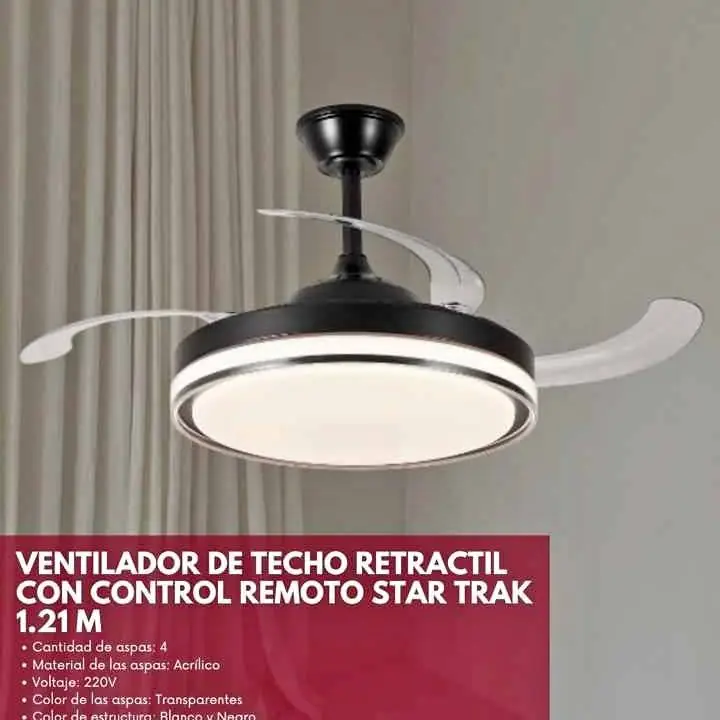 Ventilador de techo retractil negro star track