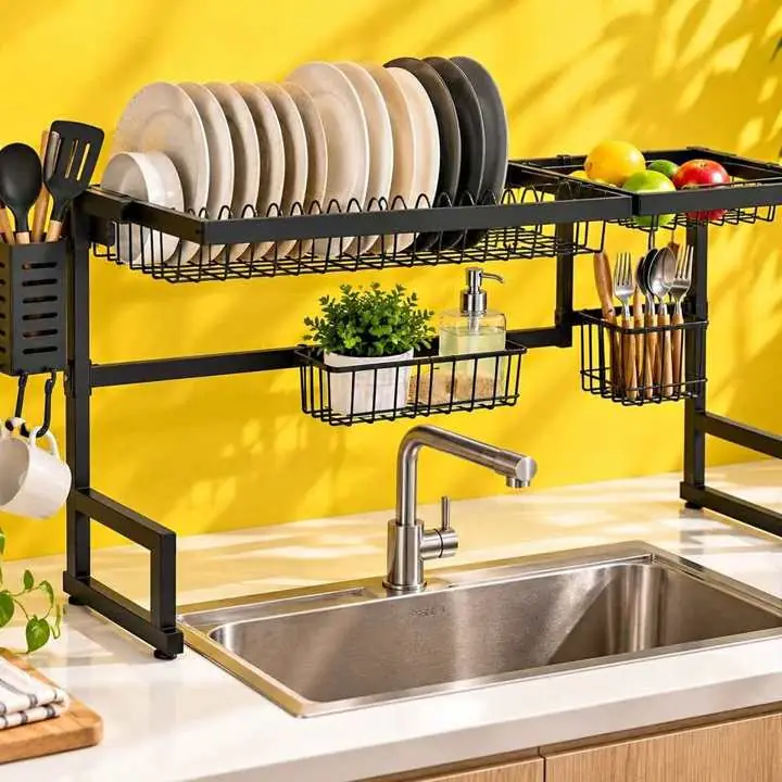 Secaplatos escurridor 2 NIVELES Ideal para organizar la vajilla y ganar espacio en la cocina