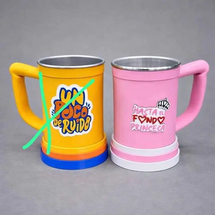 Vaso “poco ruido” con manija disponible rosa