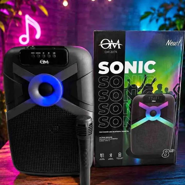 ¡Parlante Inalámbrico OM-2074 SONIC de 8"