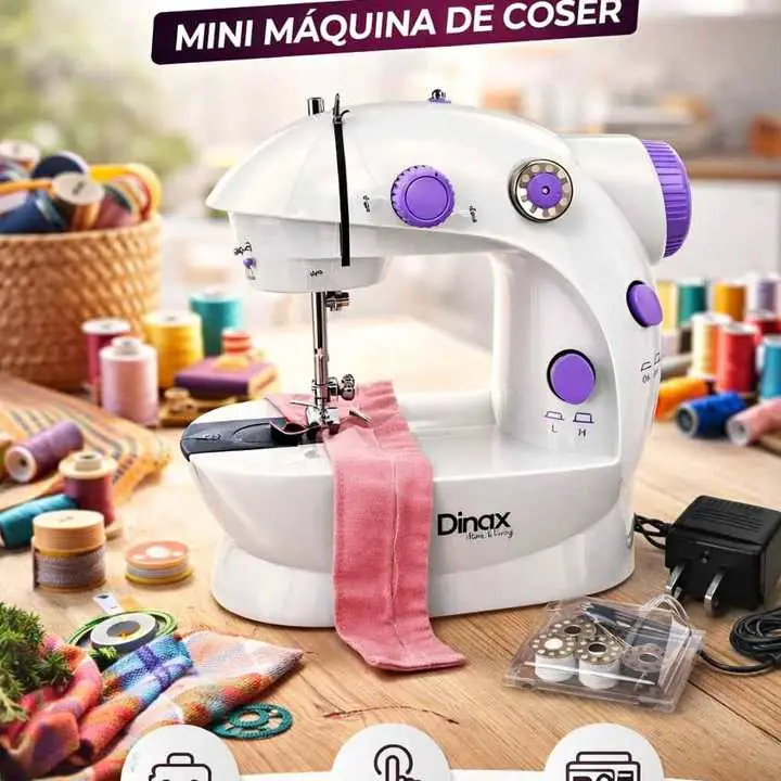 Mini máquina de coser dinax Ideal para arreglos rápidos y trabajos sencillos en casa