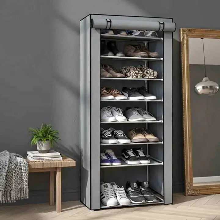 Organizador de zapatos de tela gris