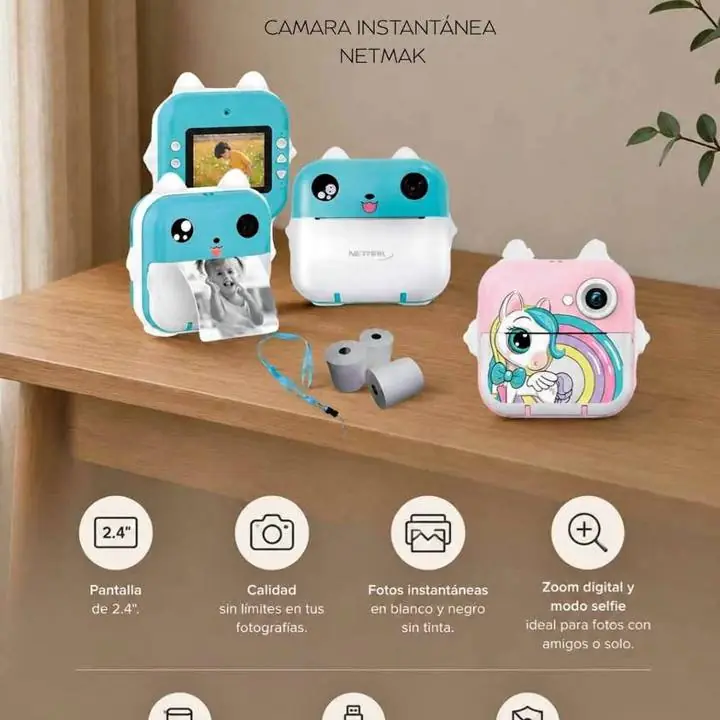Camara Netmak instantánea rosa o celeste