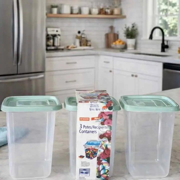 Set de recipientes plásticos x3 unidades Incluye 3 recipientes con tapa