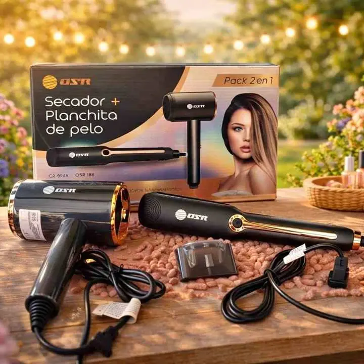 Kit 2 en 1 Secador+Planchita de Pelo OSR